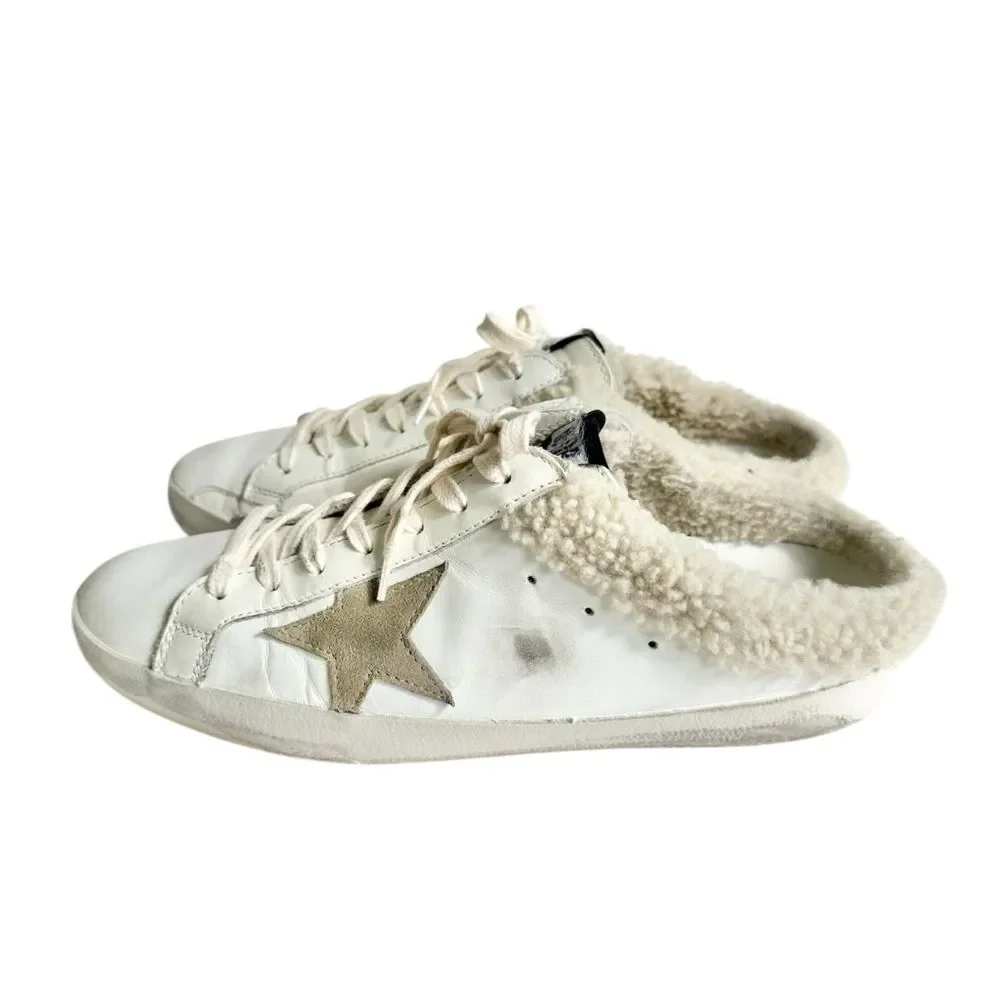 🔃Golden Goose Super Star Distressed Leather Shearling Lined Men’s Sneakers - Picture 2 of 10